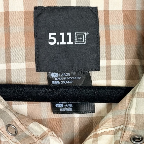 5.11 Tactical Men's Large Plaid Button Down Shirt Short Sleeve Outdoor Casual - Picture 6 of 8
